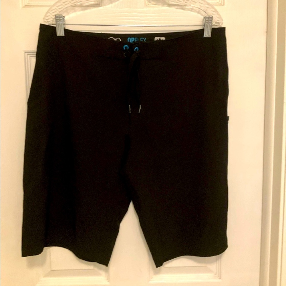 OP Shorts Mens OpFlex 4 Way Stretch‎ Black Tie Front Rainbow Zipper Size 34